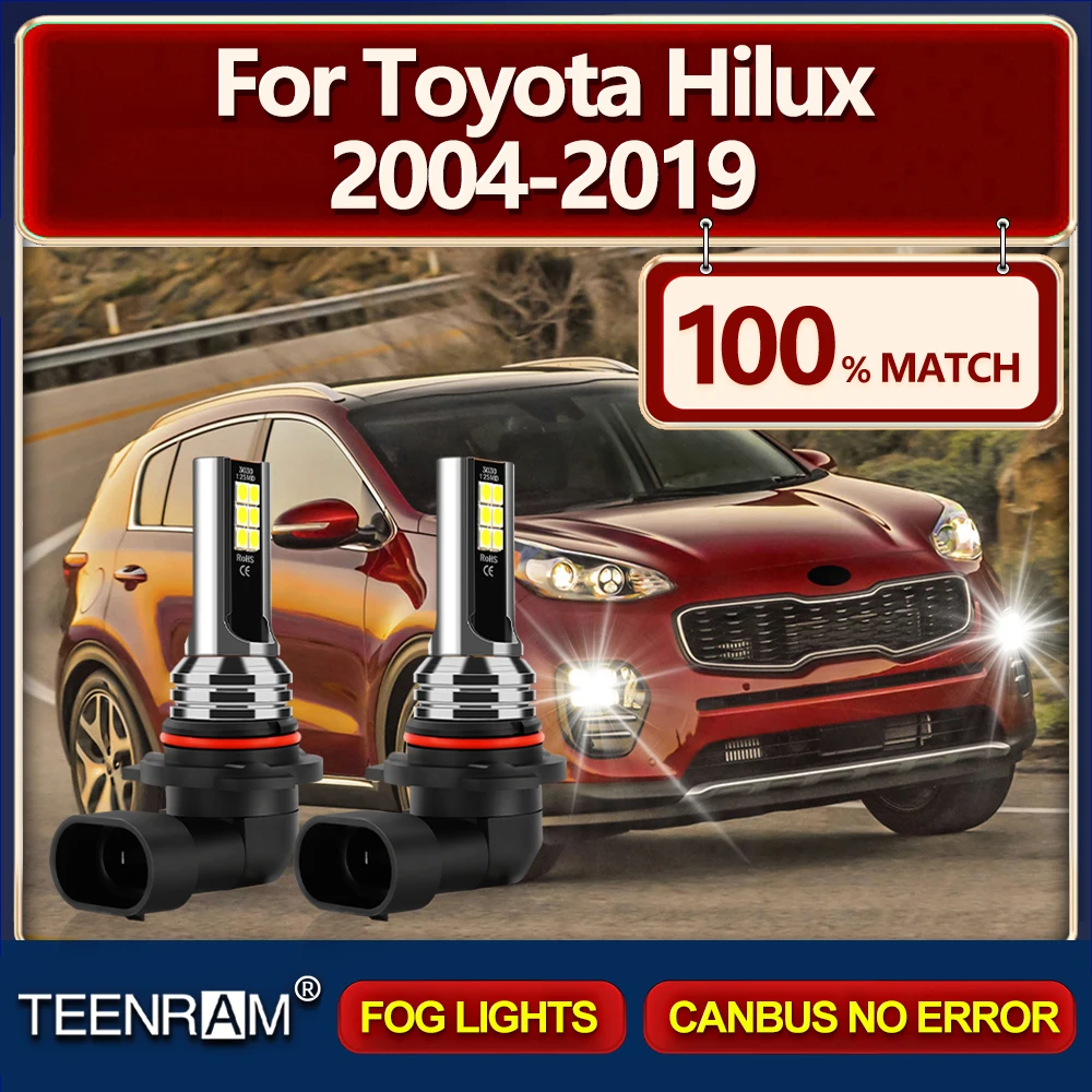 20000LM 9006 HB4 Canbus LED Fog Lights 60W Fanless Wireless Auto Lamps 12V 6000K For Toyota Hilux 2004-2015 2016 2017 2018 2019