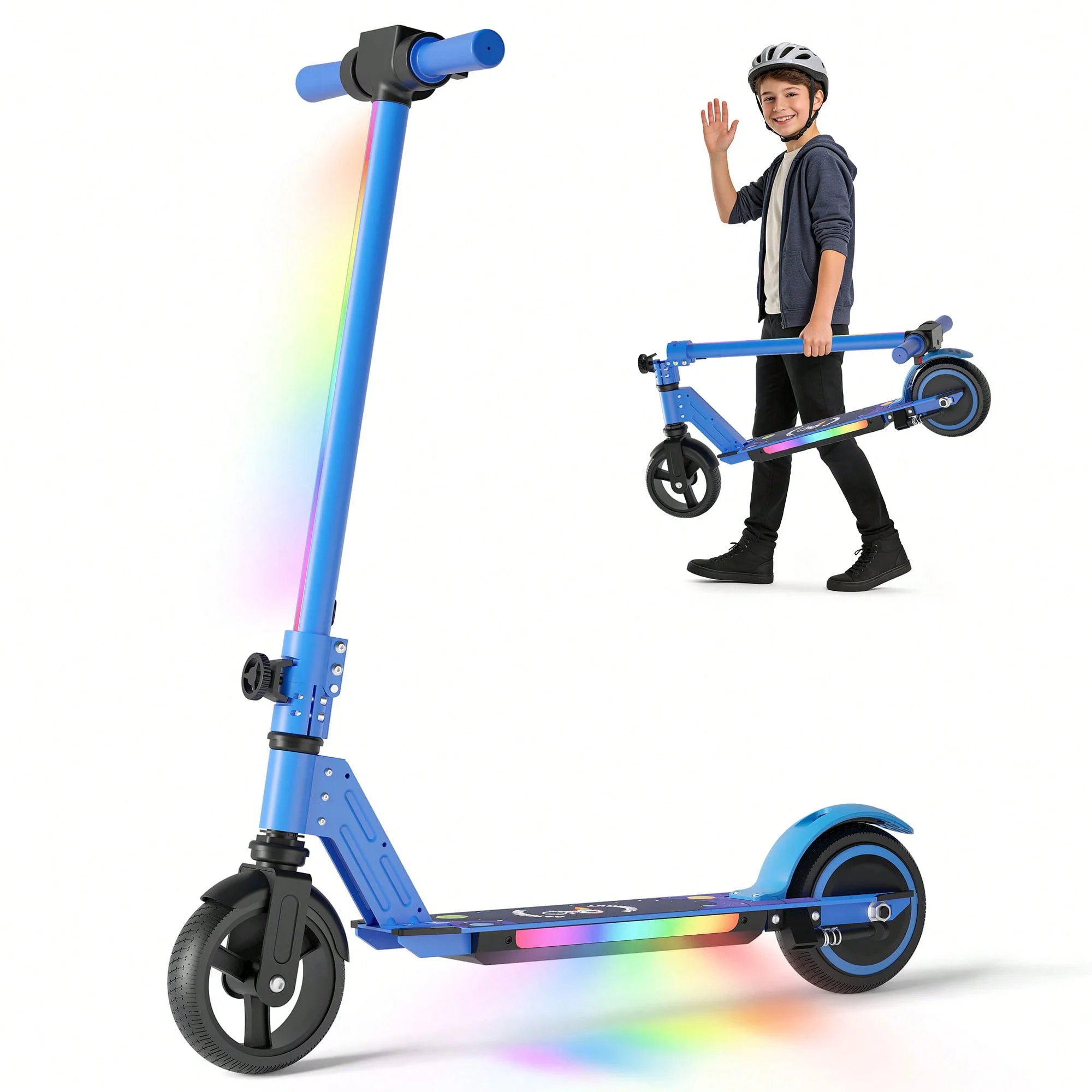

SIMATE S5 Fashion Trend Portable Kick Scooter for Kids Teens Foldable Scooter With Adjustable Handlebars Height LED Holiday Gift
