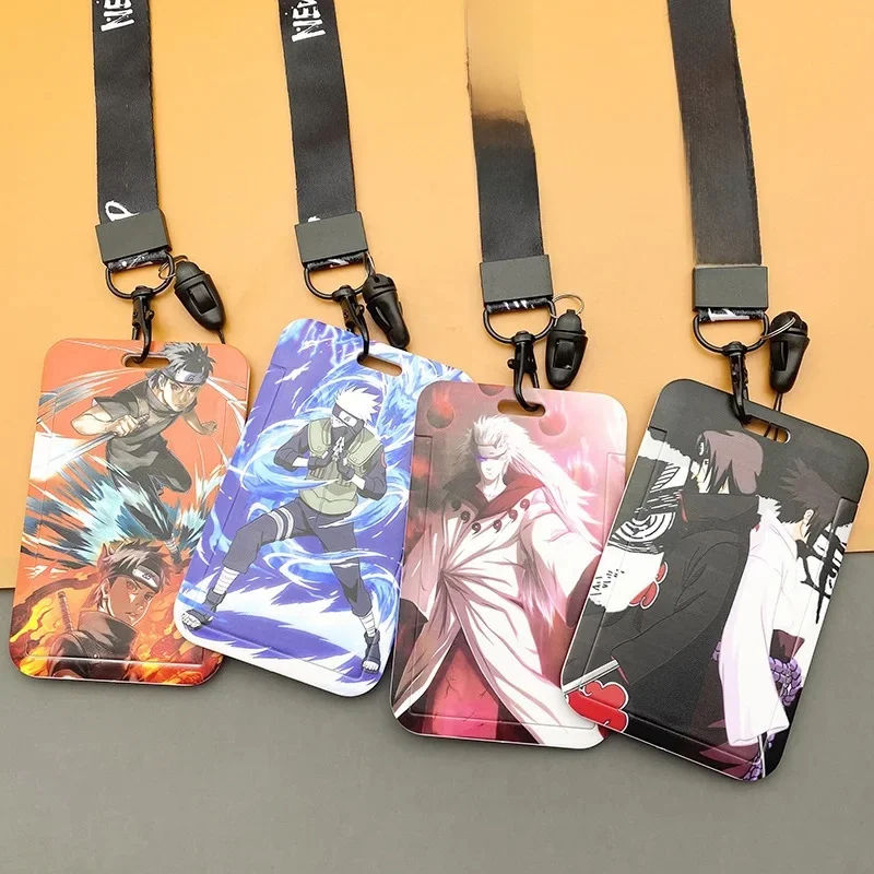 Anime Naruto lanière porte-carte étui collier porte-clés accessoires banque de crédit ID Bus couverture carte ensemble manches enfants jouet cadeau