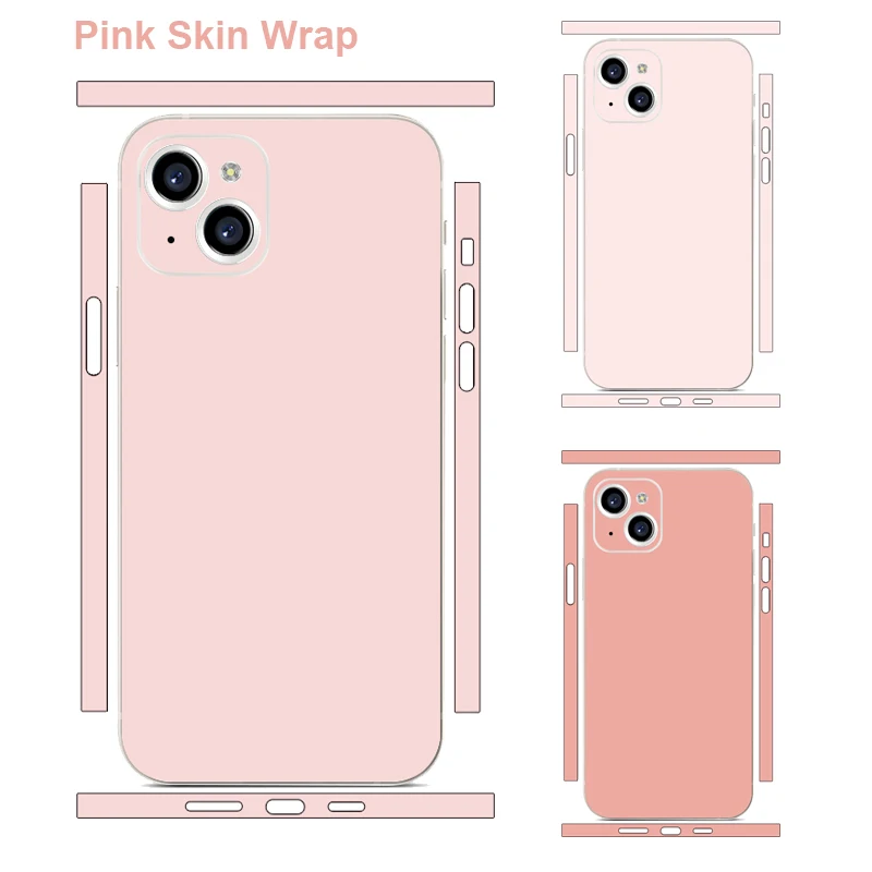 Colorful Pink SolidColor & Marble Back Film For iPhone 16 15, 14, 13 Pro Max 15Pro Full Cover Decal Skin Case Protector Stickers