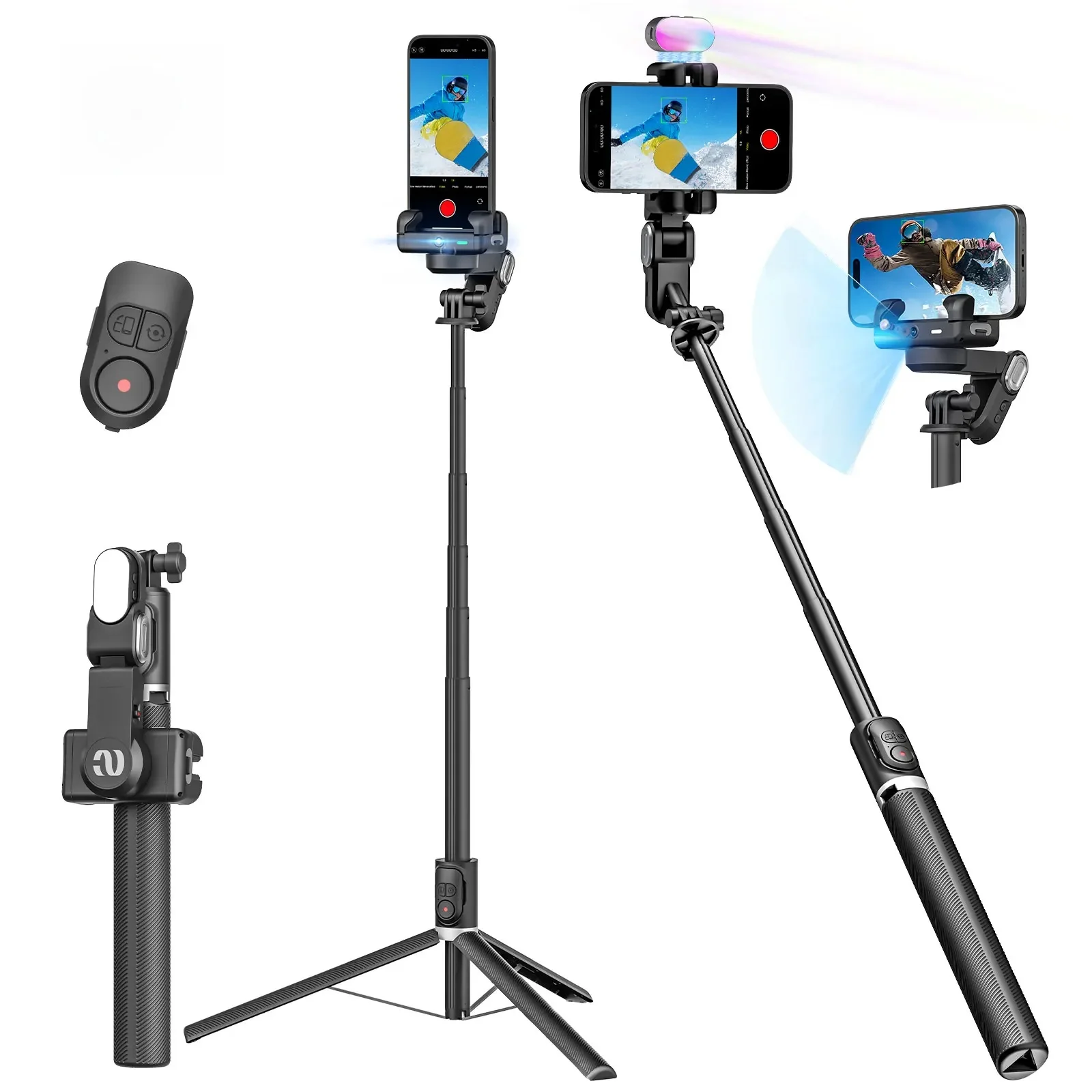 AOCHUAN M2PRO Smartphone GimRhStabilizer1-Axis Stabilisateur Face Tracking sans App 4-en-1 Mobile GimRhStabilisateur pour téléphone