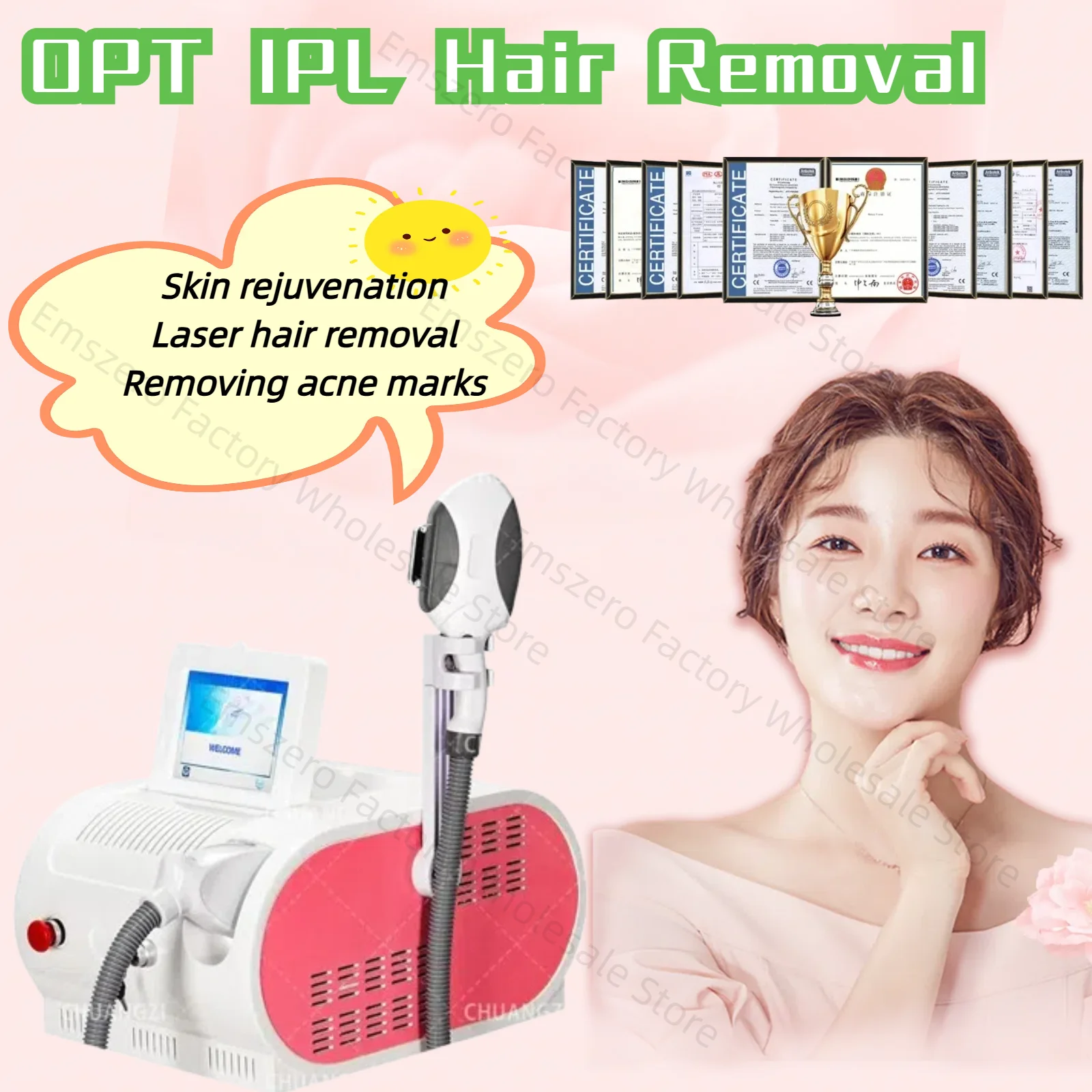 

Portable OPT Elight Hair Removal Machine 3Filters Flawless Painless Laser Hair Removal IPL Skin Rejuvenation Epilator