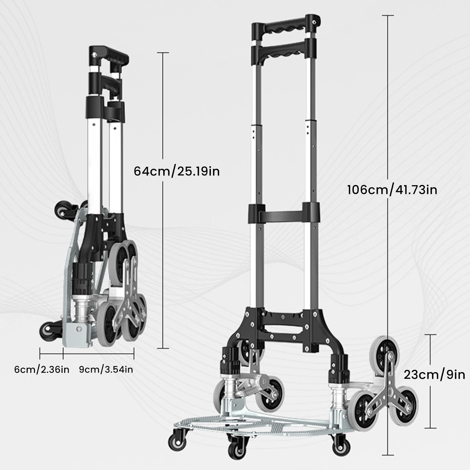 Portable Folding Trolley Cart Aluminum Alloy For Upstairs Cargo Carry Outdoor Lightweight Step Climbing Travel Shopping Trolley