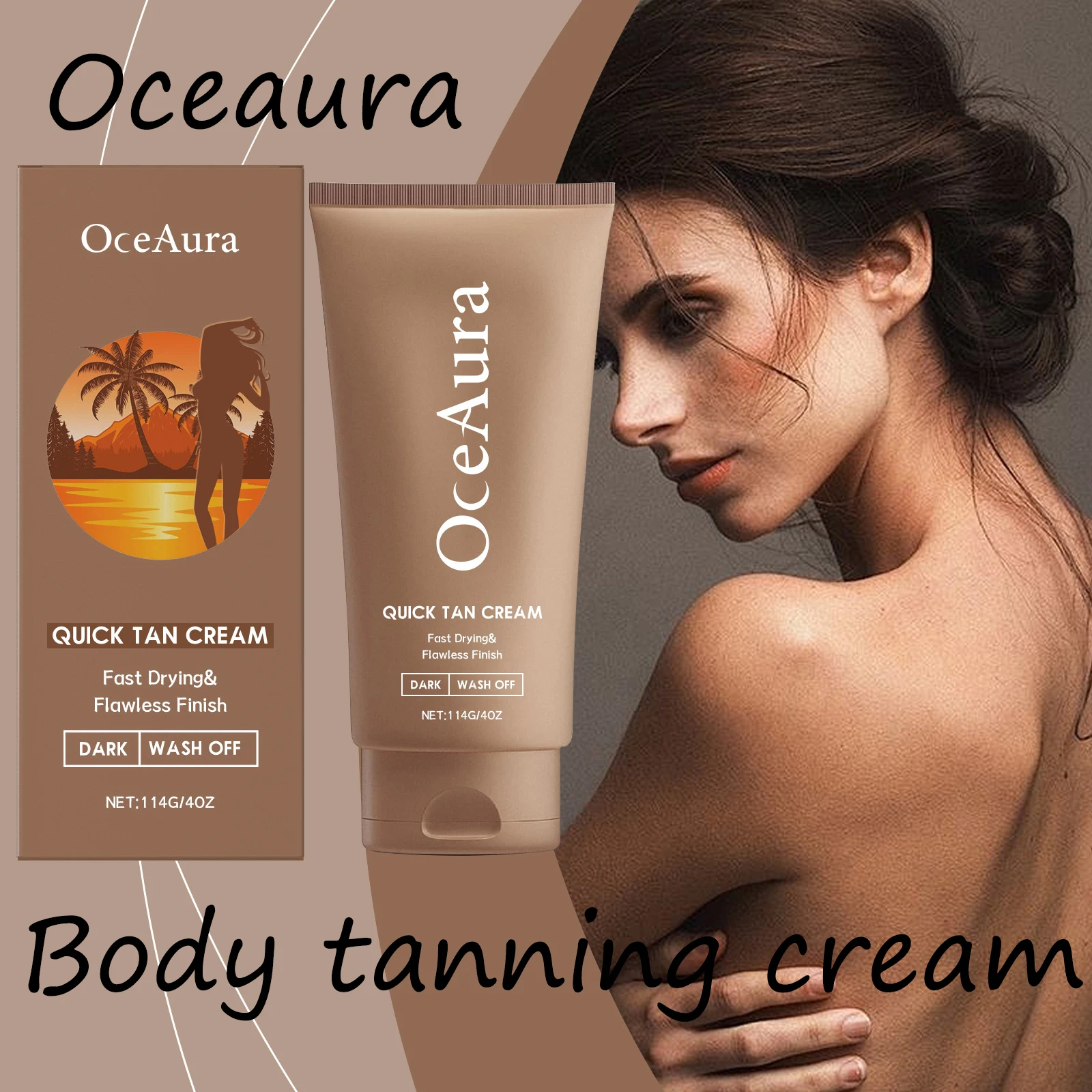 

Oceaura Gentle Tanning Cream Moisturizing Summer Outdoors Tanning Smoothing Restore Skin Luster Sunless Tanning Body Cream