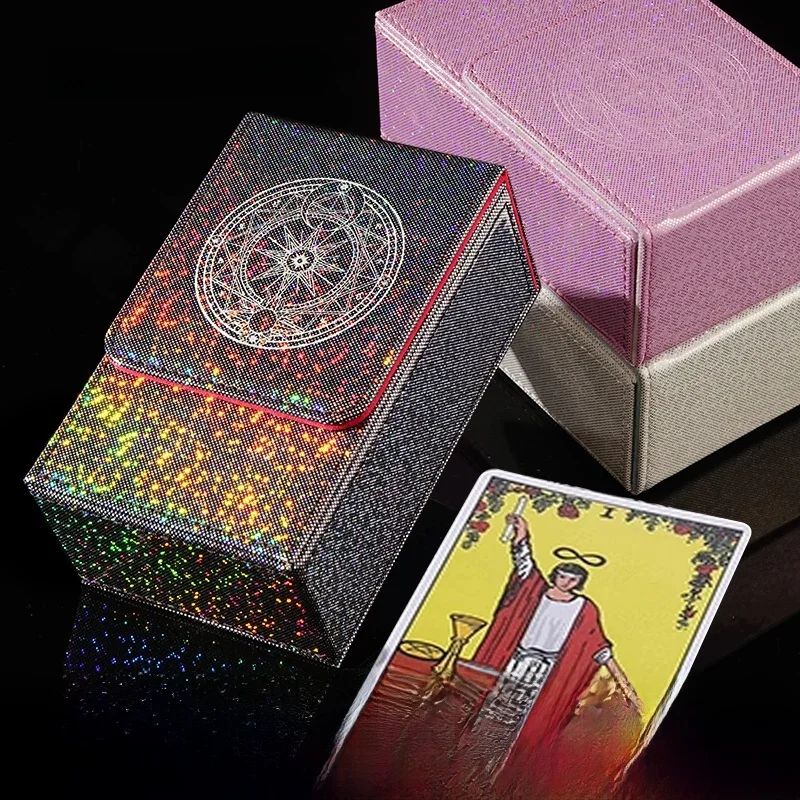 Tarot-Kartenbox aus PU-Leder in Perlenfarbe mit magnetischem Deckelverschluss; Passend für das Standard-Tarot-Kartendeck für die meisten Standardgrößen
