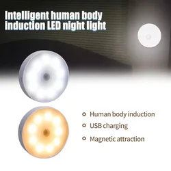 Motion Sensor LED Night Light Rechargeable Under Cabinet Lamp Wireless Wall Lamp Stairs Hallway Light Bedroom Bedside Light