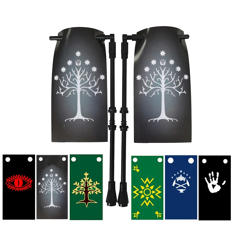 Grands drapeaux pour les elfes Gondor Rohan Mordo Durin Isengard spartiate Rome Flagman Warlords infanterie carré bâtiment brique Figure