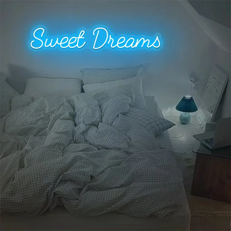 Sweet Dreams-Transparent Acrylic Light Up Lights Signs Lamp Room Bedroom Wall Indoor Decor Led Neon Sign