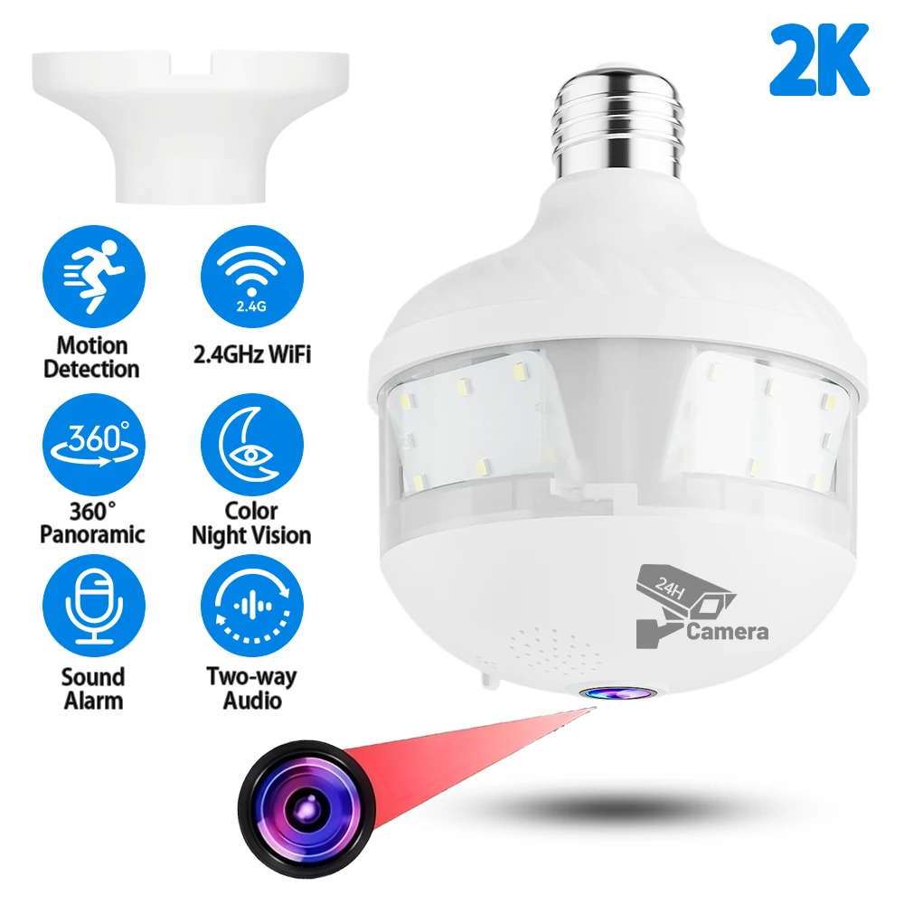 V380 PRO Bulb Lighting Camera Security 360 Panoramic View Night Vision Mobile Phone Remote Security Camera