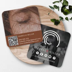 Custom Photographer Photo Square Business Cards Design Modern Business thank you card with Logo QR code Socialmedia Loyalty card