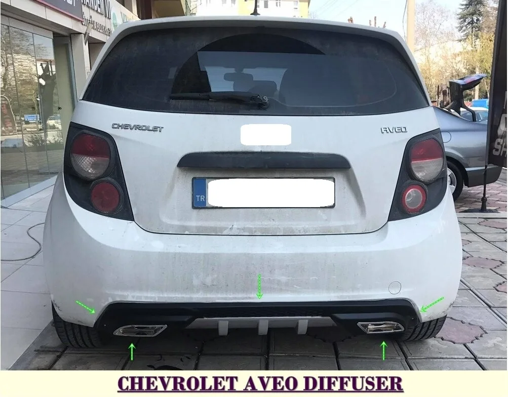 For Chevrolet Aveo Diffüser Hatchback 2011-2020 Rear Bumper Attachment Car Styling Auto Accessory Exhaust Universal Spoiler Sill