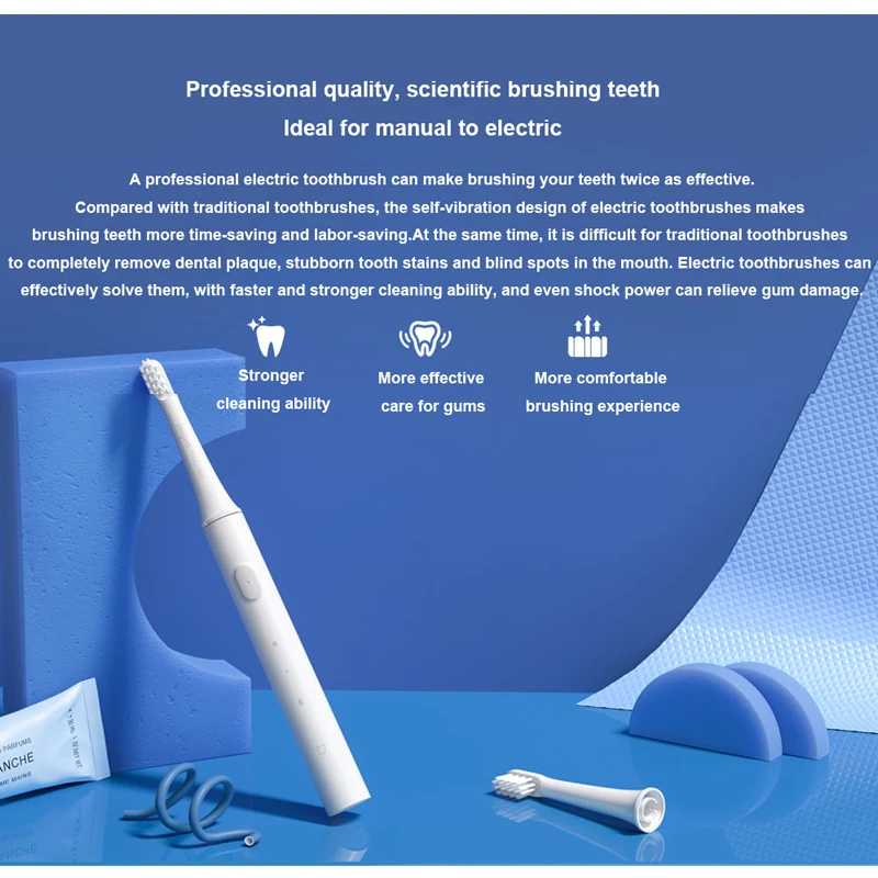 XIAOMI Mijia T100 Sonic Electric Toothbrush Mi Smart Tooth Brush Colorful USB Rechargeable IPX7 Waterproof For Toothbrushes head