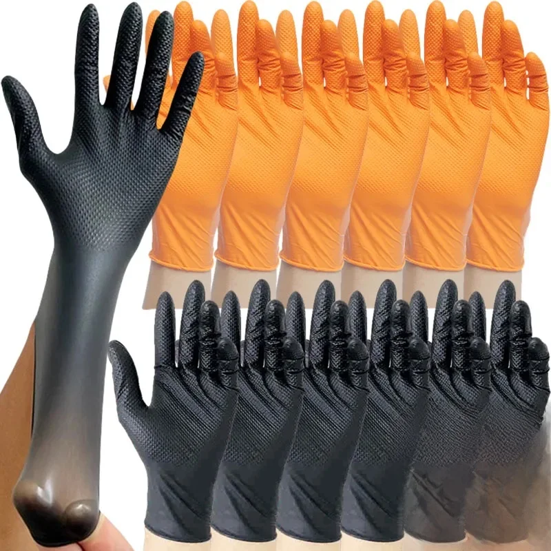 Gants épais et robustes en Nitrile, 8Mil, Extra mécanicien, pour la maison, le jardin, jetables, avec poignée texturée, gants de travail de sécurité antidérapants