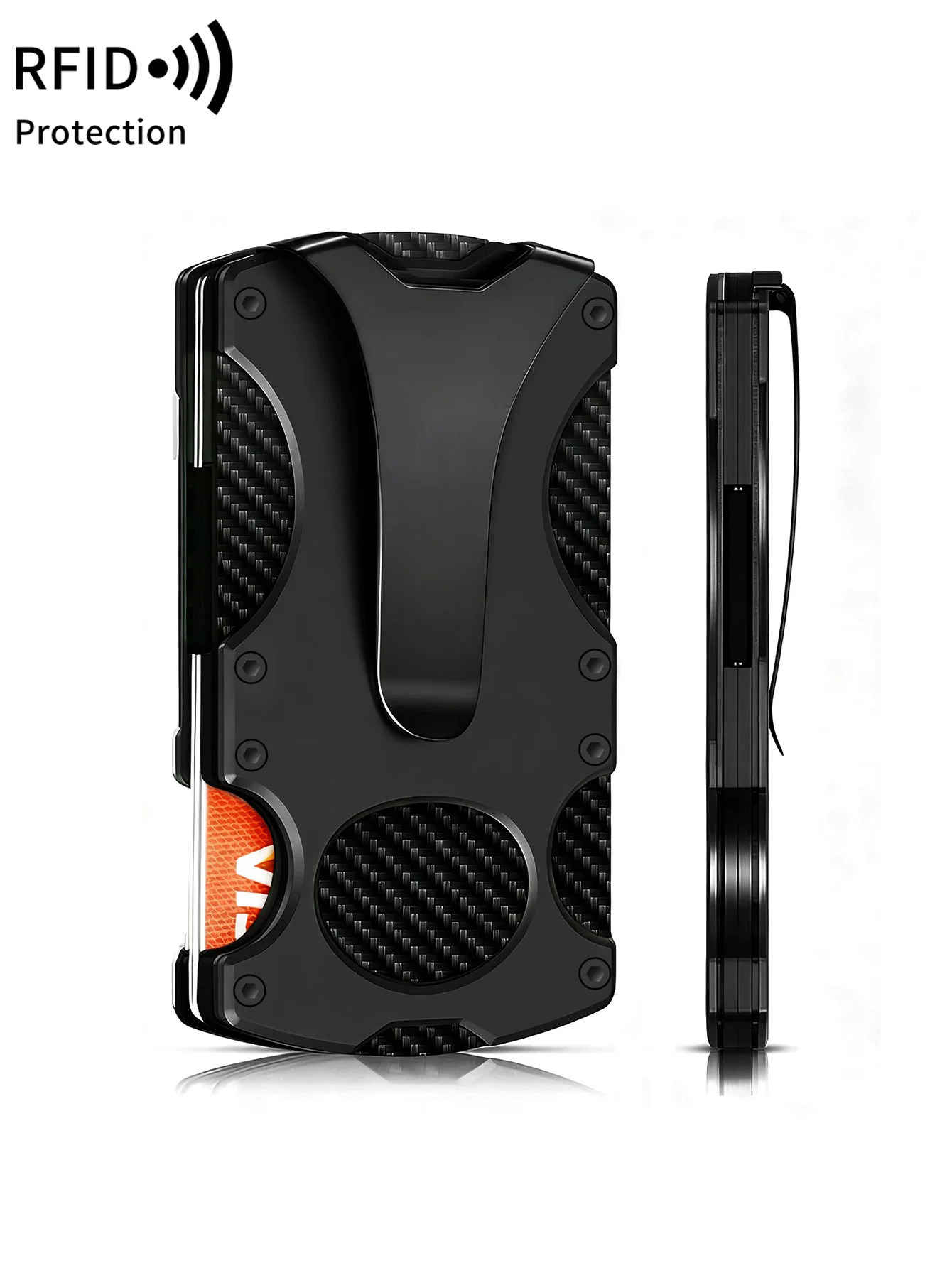 

Мужской кошелек с блокировкой RFID, ультратонкий тонкий минималистичный дизайн, металлический зажим для денег с защитой RFID, безопасный держатель для карт и карман для денег