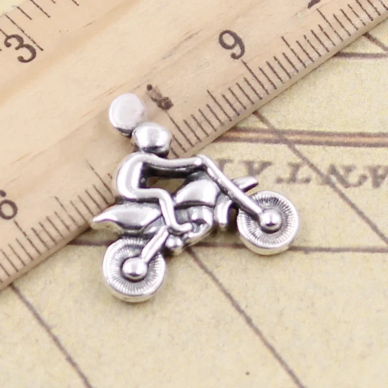 10 sztuk Charms motocykl motocross 21x21mm tybetański brąz srebrny kolor wisiorki antyczny tworzenia biżuterii DIY Handmade Craft — zdjęcie 2