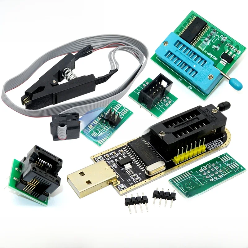 Adaptateur de programmeur CH341A + adaptateur SOIC8 + clip SOP8 avec câble + adaptateur 1.8 V CH341A EEPROM Flash BIOS programmeur USB adaptateur ZIF