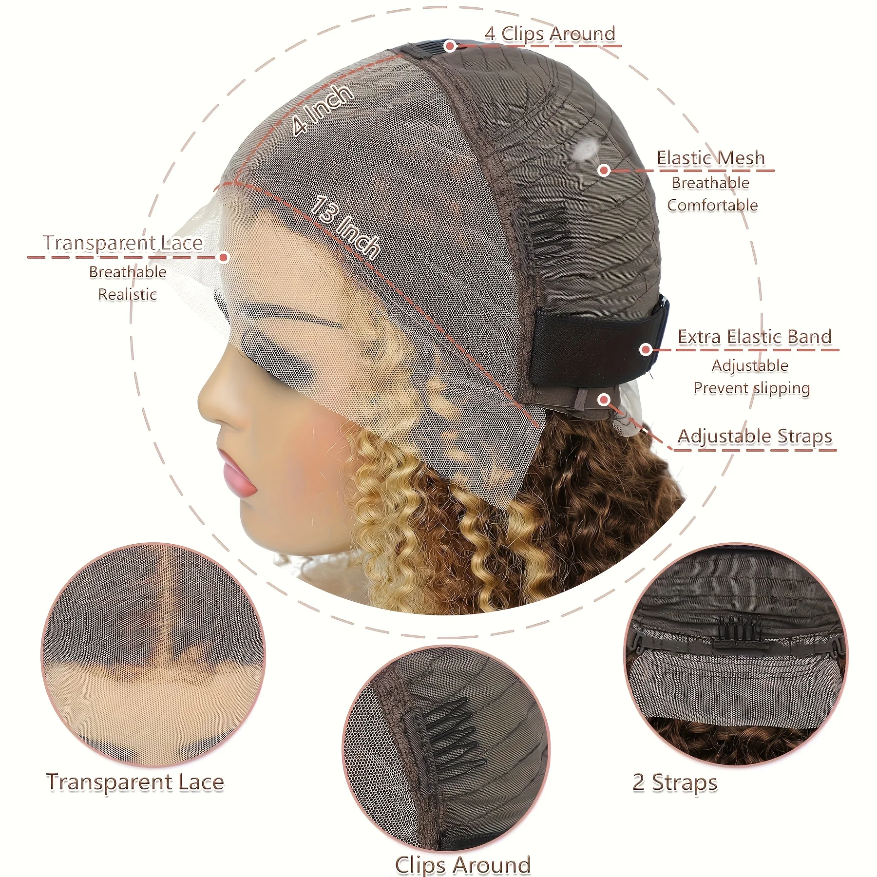 딥 웨이브 레이스 프론트 가발 숏 밥 가발 인모 4/27 옴브레 브라운 허니 블론드 13x4 프론탈 레이스 베이비 헤어 포함