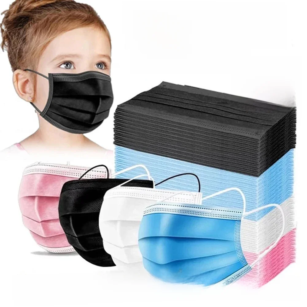 Masques faciaux jetables pour enfants, Protection contre la poussière, 3 couches, Non tissé, livraison rapide