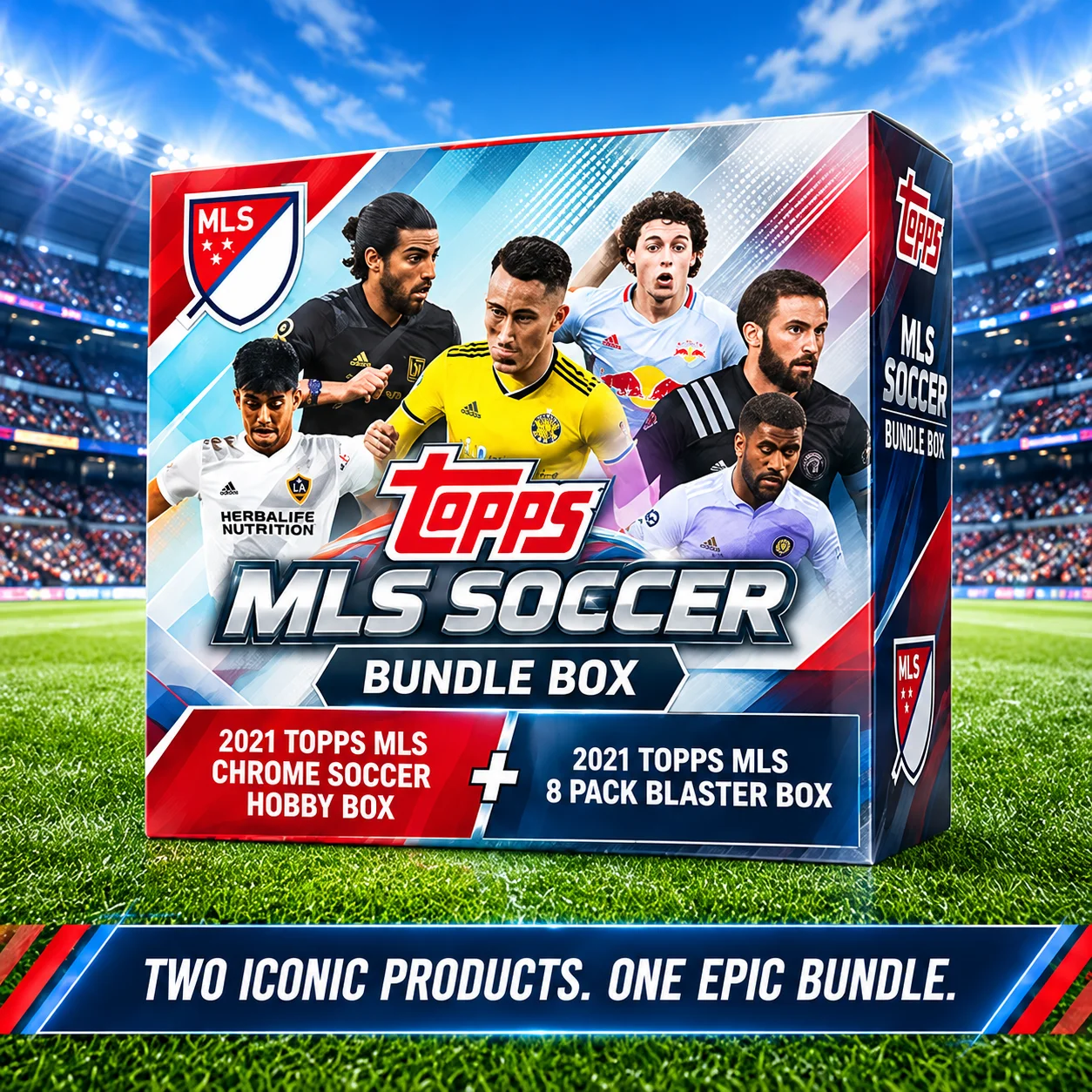 2021 Topps MLS Chrome Soccer Hobby Box With Topps MLS Soccer 8-Pack Blaster Box, 120 Total Cards, Look for 1 Autograph And 4 Exclusive Foil Parallels on Average
