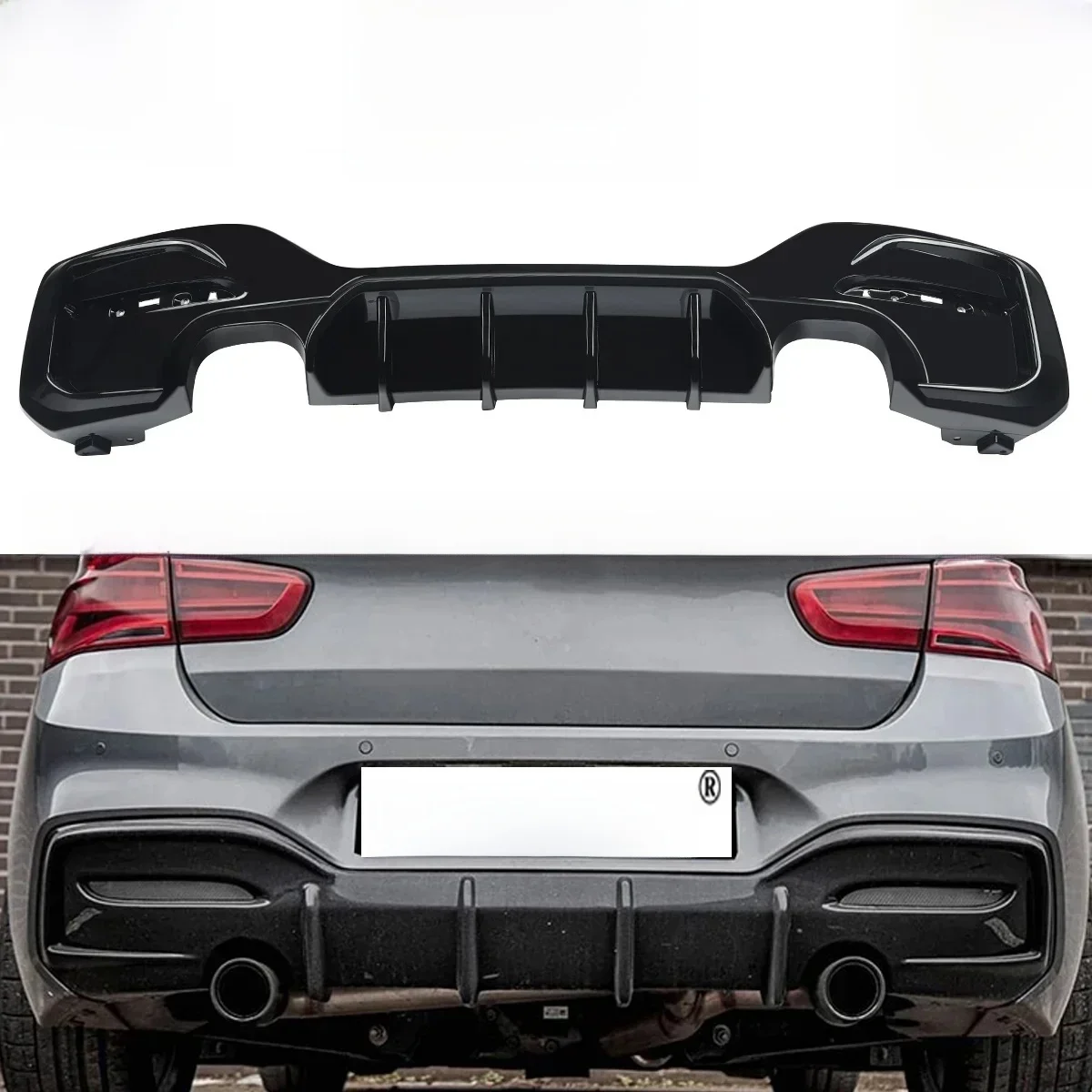 MagicKit voor BMW 1 Serie M Sport F20 F21 M135i M140i 120d 114d 118d 2015 2016-2019 Achterbumper Diffuser Lipgloss Zwart - afbeelding 2