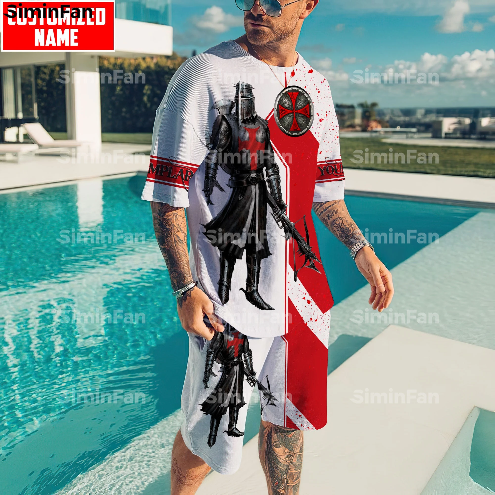 

Knight Templar 3D Printed Men Combo T-Shirt Board Shorts Set Summer Tracksuit Male Tee Unisex Female Top Two-Piece Sportswear