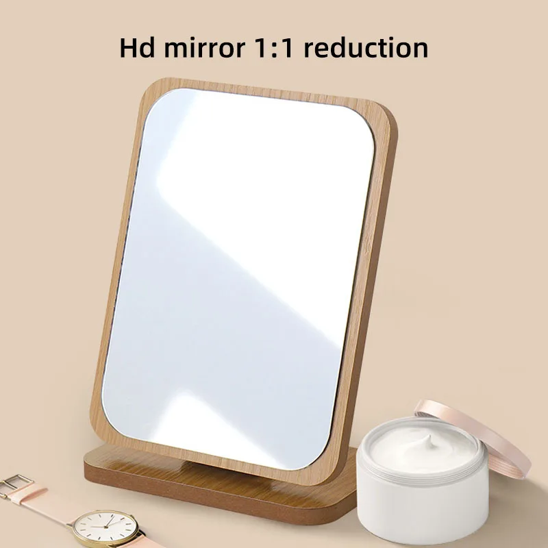 Ou Runzhe desktop makeup mirror dressing table wooden single-sided beauty mirror student dormitory bedroom desktop mirror