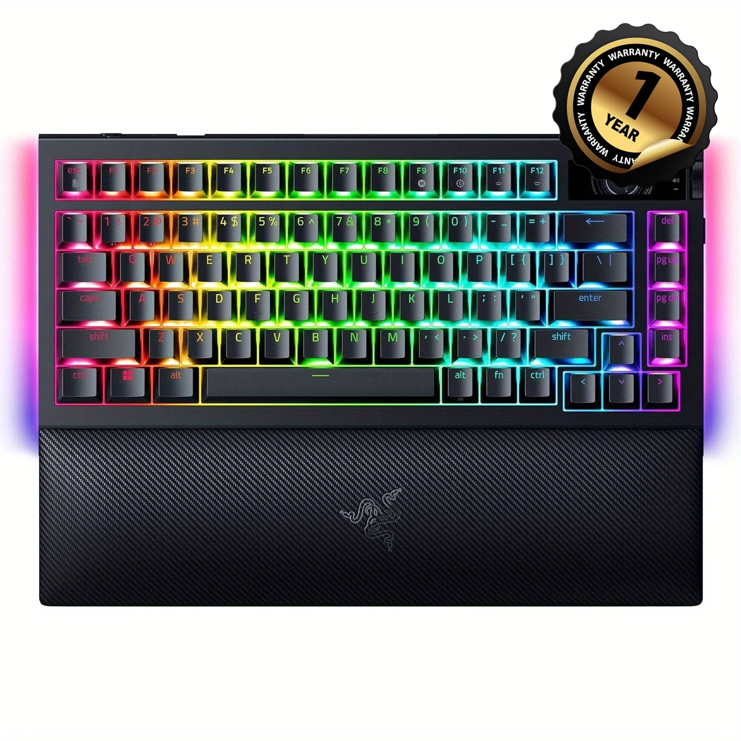 

Razer BlackWidow V4 Pro 75% Wireless Gaming Keyboard - 4K Hz, OLED Display, Orange Switches, Command Dial, Hot-Swappable