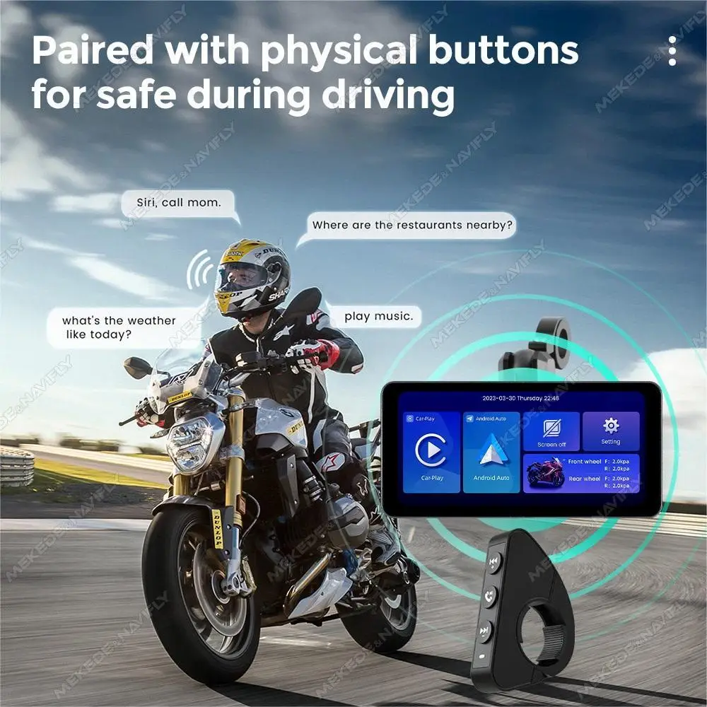 MEKEDE 6.3 inch MotorcycleSmart Navigation wireless car-play auto Car GPS Navigation Linux system IPS screen 1560*720 Dual BT - Image 4