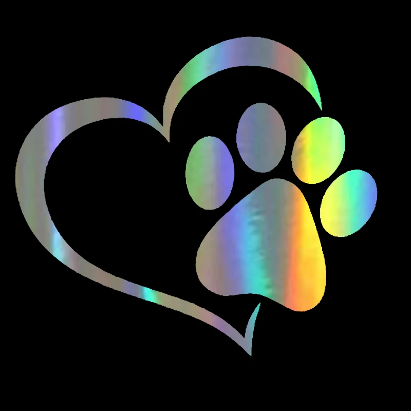 Car Sticker Vinyl 14.1*12.4cm Love The Dog Paw Print Funny Sticker Decal Reflective Laser Motorcycle Car Styling 3D Stickers