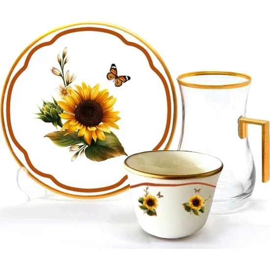 

Toygar Drop Handle Efe Tea Set 6+6 Sunflower