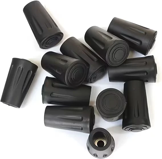 3/6pcs Black PVC Trekking Pole Tips Durable Shock-Absorbing Rubber Tip Protectors for Enhanced Grip And Traction Lightweight