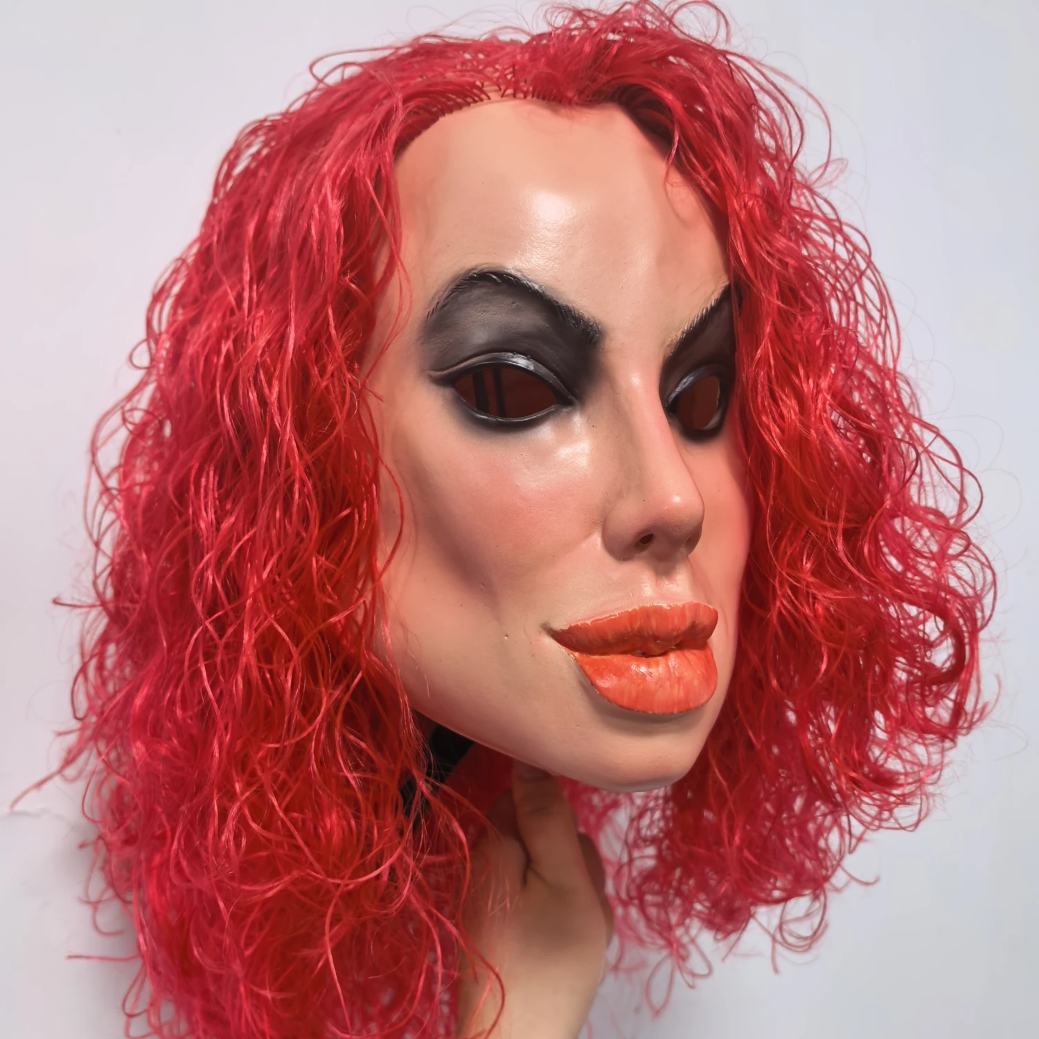 Unisxe Sexy Angelina Human Face Celebrity Mask Famous Actress Rubber Latex Realistic Young Girl Party Prop with Wig Accessory