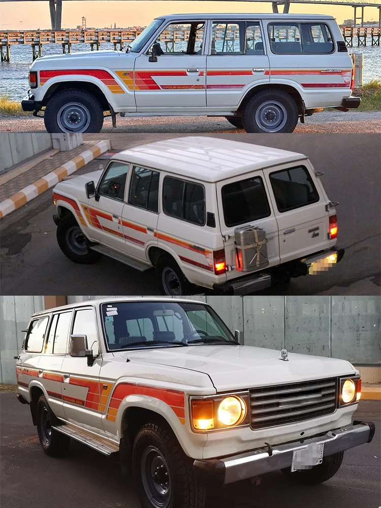 Car Stickers Retro Color Vintage Classic Stickers For Toyota Land Cruiser 60 Lc60 Accessories Geraldton Body Stripe Kit