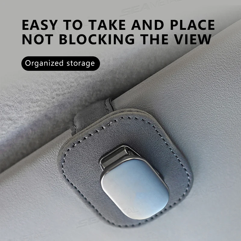 SEAMETAL Metal Car Glasses Holder Clip Wear-Resistant Suede Sunglasses Holder Soft Sponge Cushion Auto Eyeglasses Hanger Clip