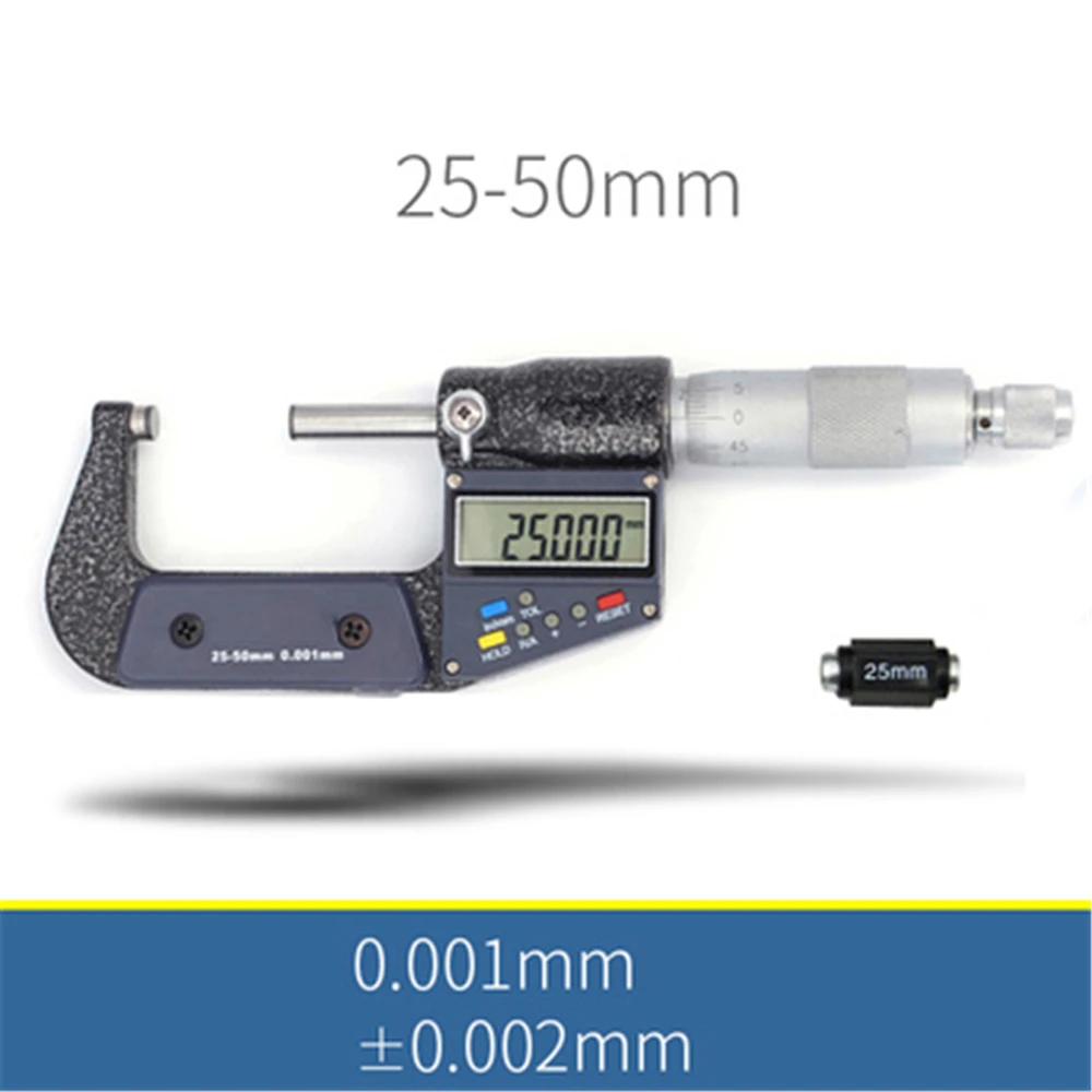 Imagem -04 - Micrômetro Externo Digital Micrômetro Eletrônico Medidor Caliper Carboneto 0.001 mm 025 mm 2550 mm 5075 mm 75100 mm