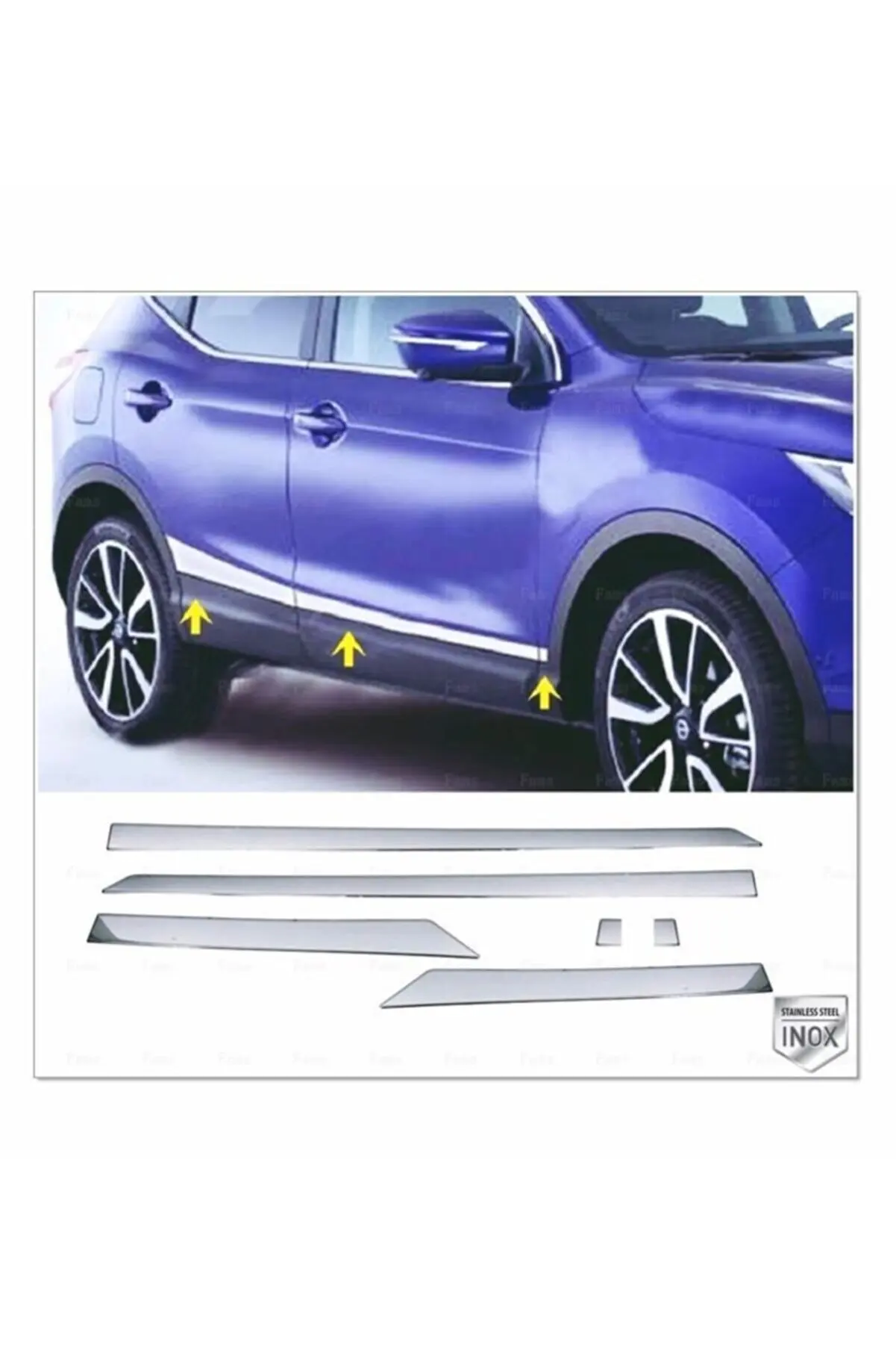 

For Nissan Qashqai Chrome Side Door Streamer 6 Pcs. Over 2014 And Above Models Stainless Steel - Spoiler Diffuser Flaps Wings