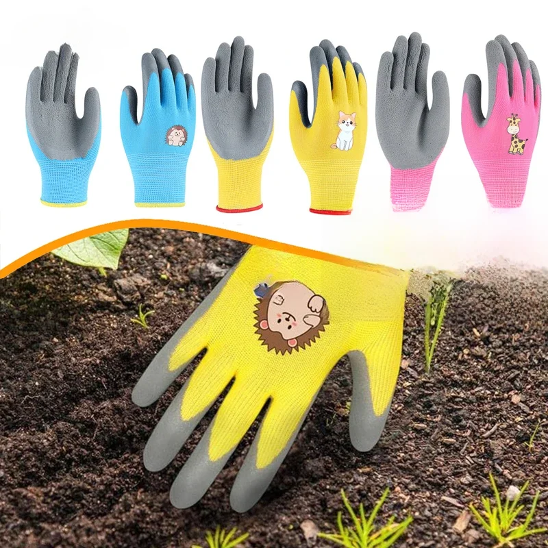 Gants de travail de jardin imperméables et durables pour enfants, antidérapants, de sécurité, de cour, portables, fournitures de jardin, gants de jardinage