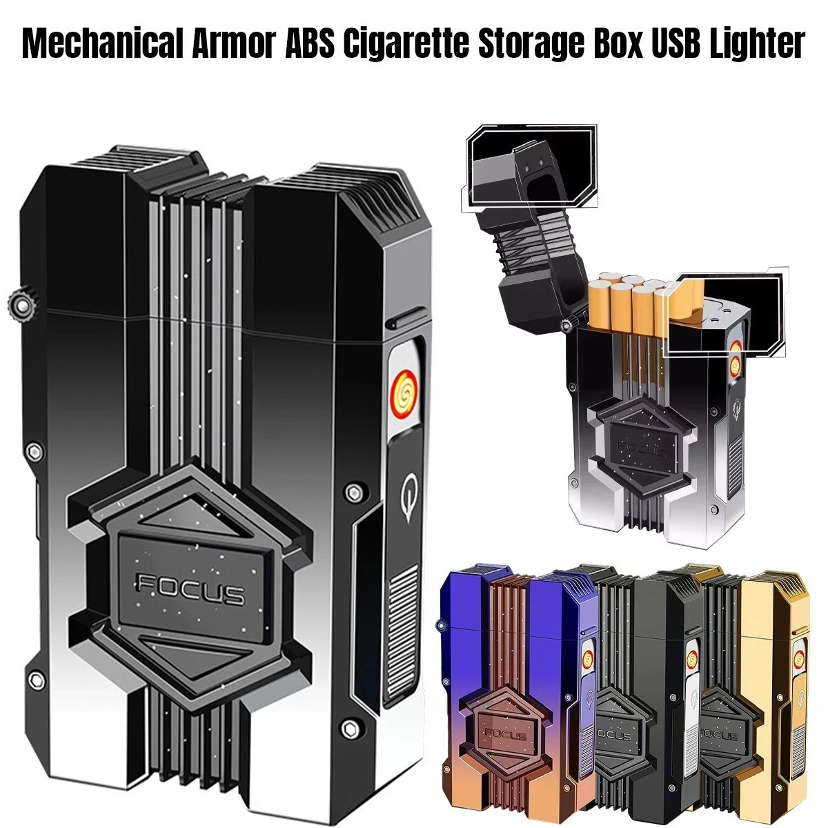 

1 Mechanical Wind Multi-functional Cigarette Box, Type-C Rechargeable Lighter - Can hold 10 regular cigarettes - Portable cigare