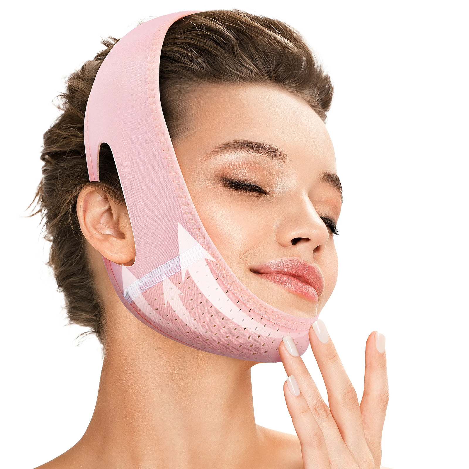 Reusable V Line Mask Facial Slimming Strap Double Chin Reducer Chin Up Mask Face Lifting Belt V Shaped Slimming Face Mask(black)