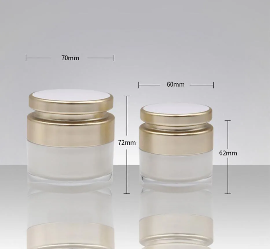 

15g/30G matte gold lid pearl white acrylic jar bottle day cream/eye cream/gel/essence/moisturizer/body scrub cosmetic packing