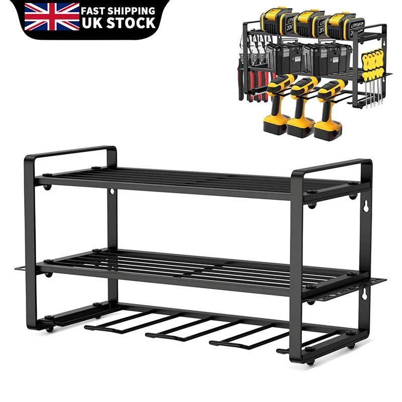 Power Tool Organizer Rack Wall Mount Hardware Tool Storage Rack Electric Drill Holder Heavy Shelf Cabinet for Workshop Garage