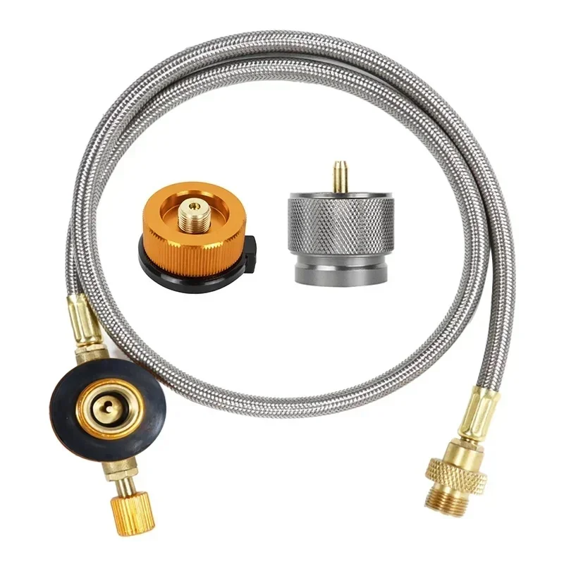  Adaptateur de gaz pour poêle de Camping en plein air, convertisseur de Propane Butane, Tube d'extension de poêle fendu, accessoires de cuisine portables pour pique-nique barbecue 