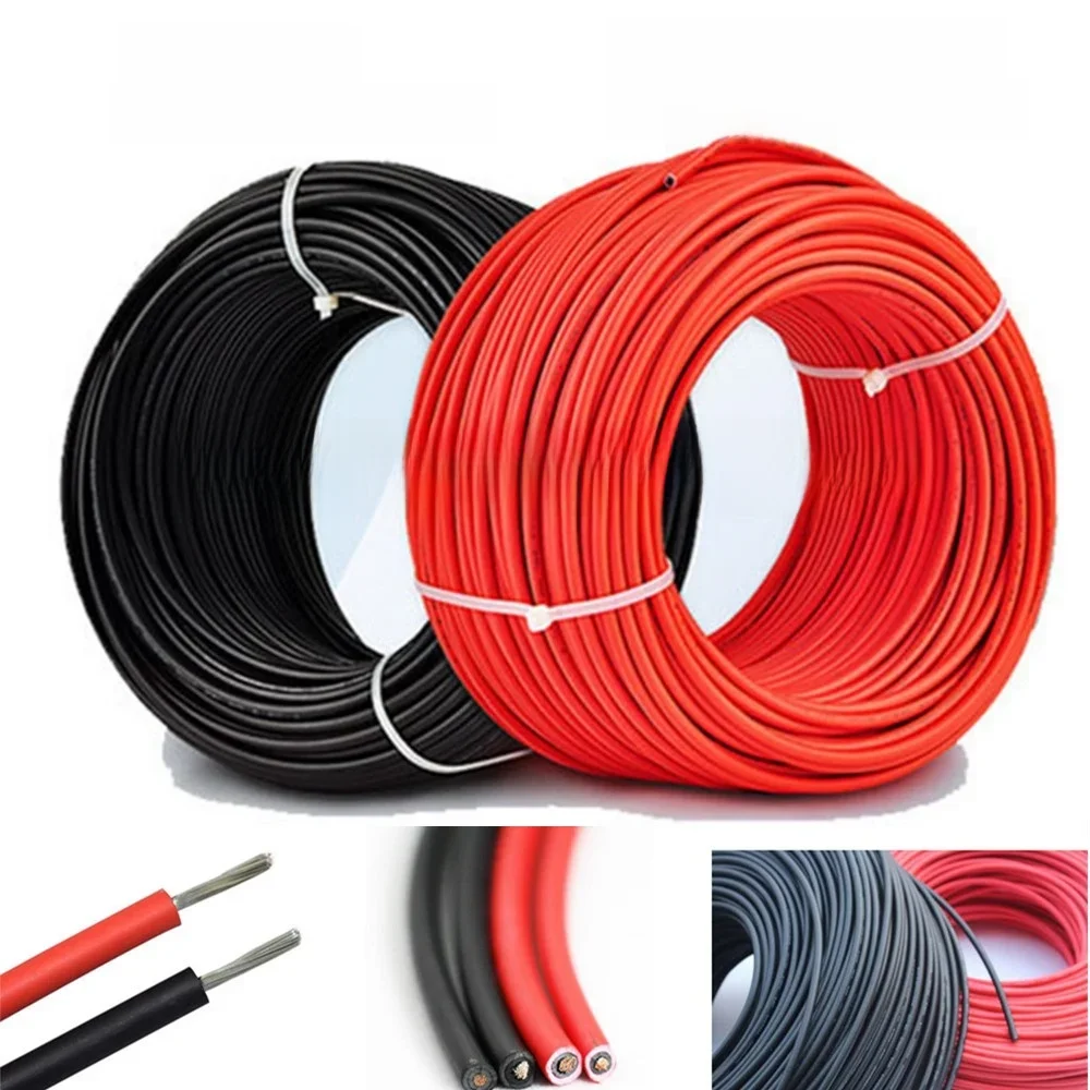 Czarny + czerwony kabel fotowoltaiczny 6m/8m/10m/12m 20ft/26ft/33ft/39ft 6.0mm/10AWG do modułu słonecznego TUV Approval Power PV — zdjęcie 2