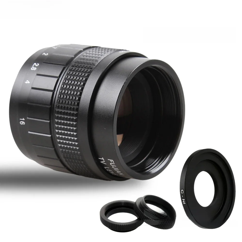 FUJIAN 35mm F1.7 CCTV TV obiektyw filmowy + mocowanie C + pierścień makro do Nikon 1 AW1 S2 J4 J3 J2 J1 V3 V2 V1 C-NI — zdjęcie 2