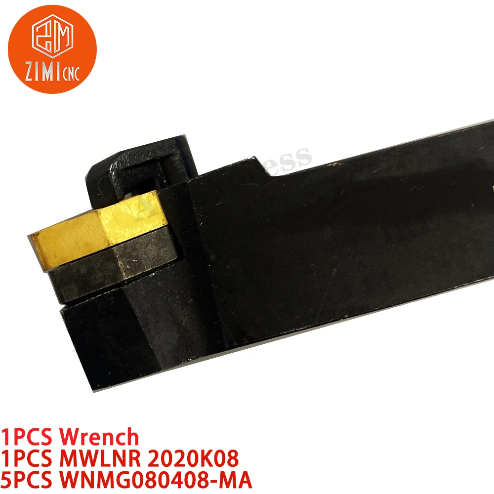 1PCS MWLNR 2020K08 Turning Tool Holder + 5PCS WNMG080408-MA Turning Inserts Carbide Inserts metal lathe CNC tools cutting tools