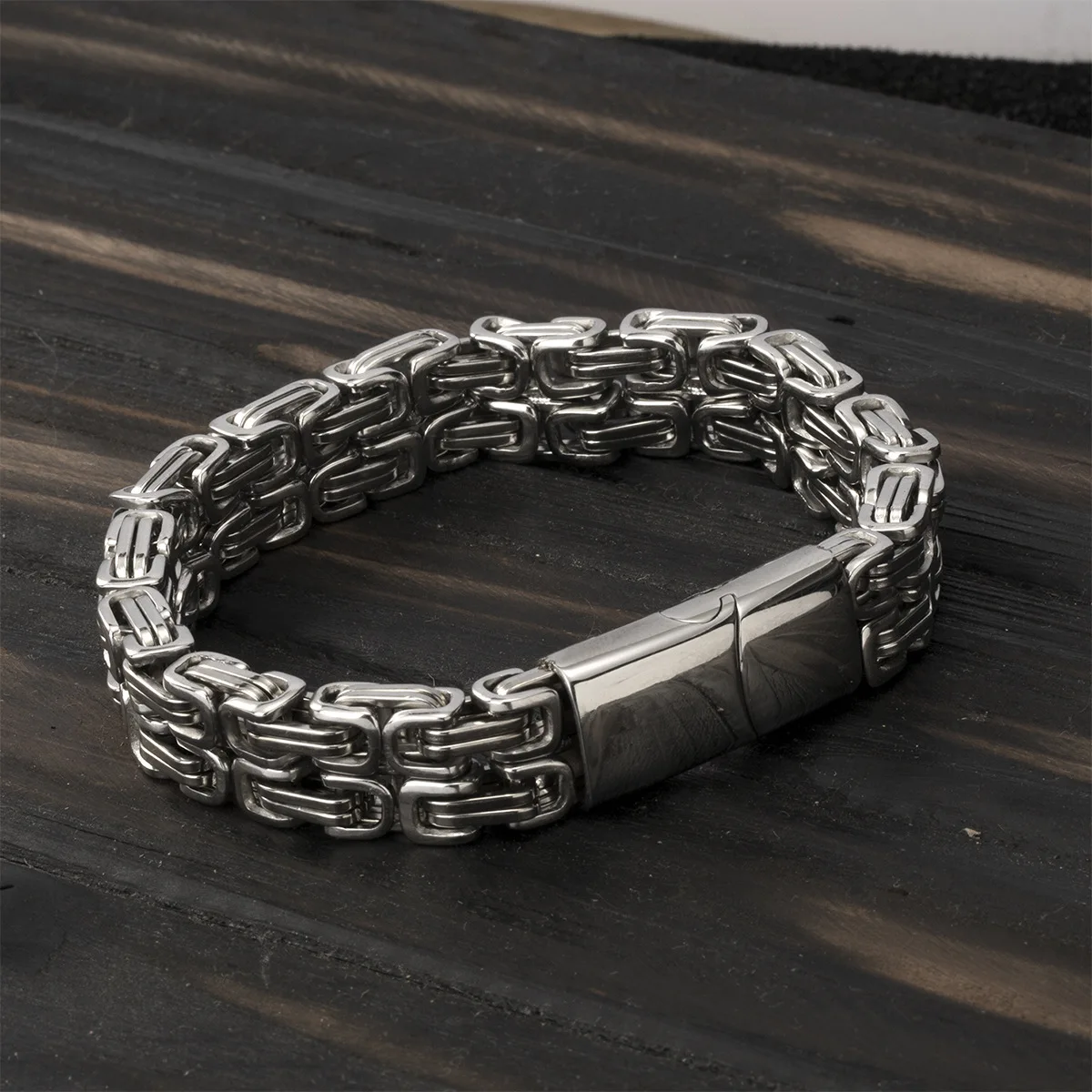 Width 10MM 316L Stainless Steel Double Row Emperor Chain Cuff Bracelet & Bangles For Men Fashion Hip Hop Party Christmas Gift