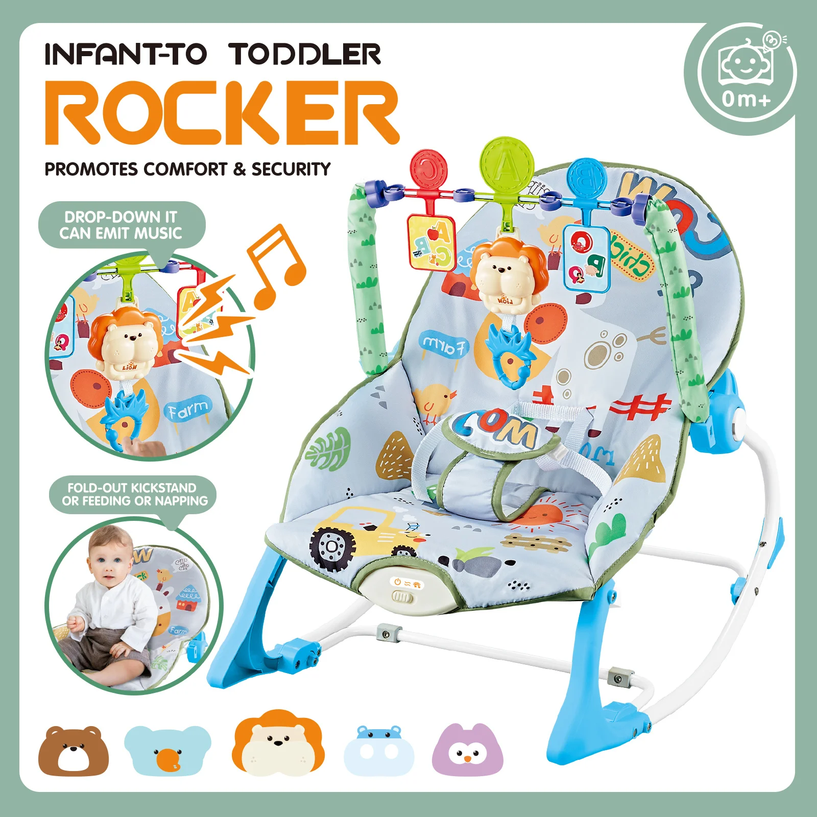 2-in-1 Convertible Baby Rocker & Bouncer Seat with Music, Vibration & Interactive Toys, Adjustable Infant Rocking Chair for Baby