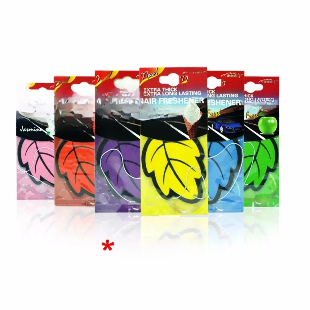Folha Forma Car Air Freshener, Natural Scented Tea Paper, Auto Hanging Baunilha Perfume, Fragrância,
