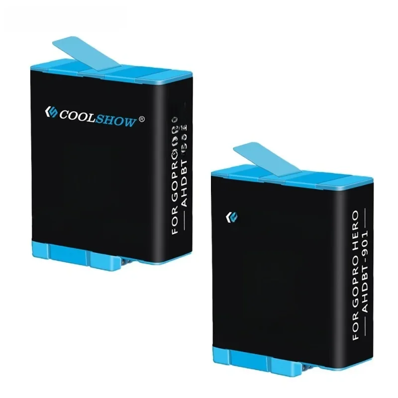Coolshow-Batterie noire pour caméra d'action, 1800mAh, accessoires pour GoPro Fore9, 9, 10, 11, 12, 24.com