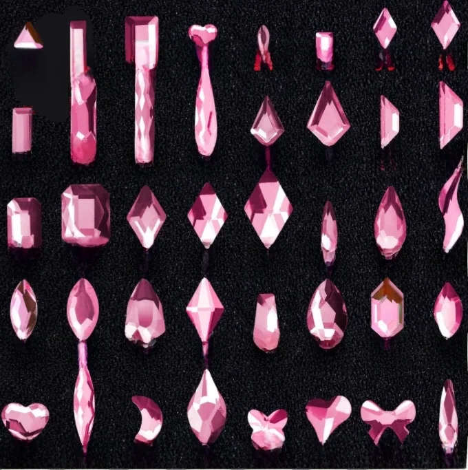 100 sztuk złoty jasnoróżowy różne kształty wielokolorowy kryształ elegancki Rhinestone 3D Manicure zdobienie paznokci dekoracje Charms biżuteria — zdjęcie 2